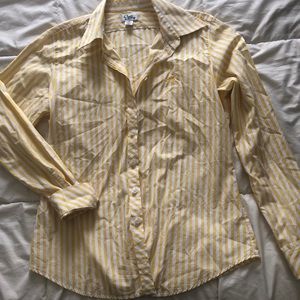 Lilly Pulitzer Yellow Pinstripe Button Down Top